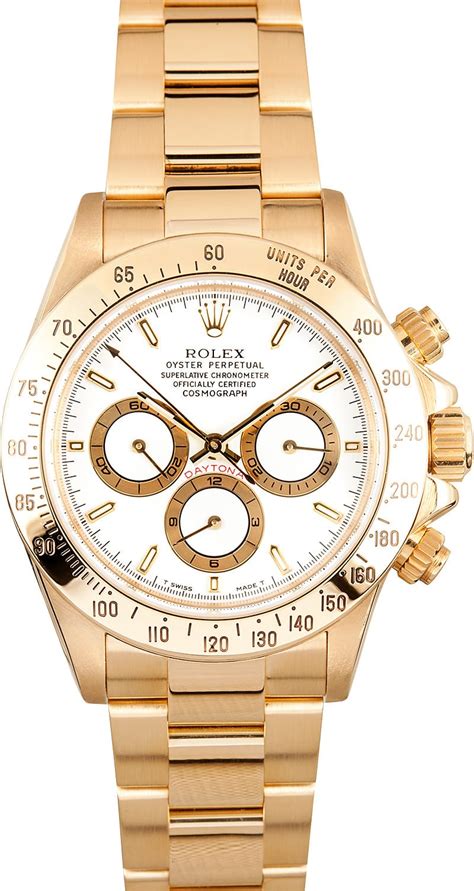 rolex daytona 18k yellow gold watches|Rolex daytona gold white dial.